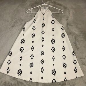 BOHO White High Neck Tank Dress Black & White